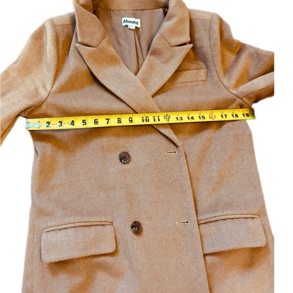 Abound Camel Wool Blend Double-Breasted Maxi Coat - Size Small - Picture 8 of 10